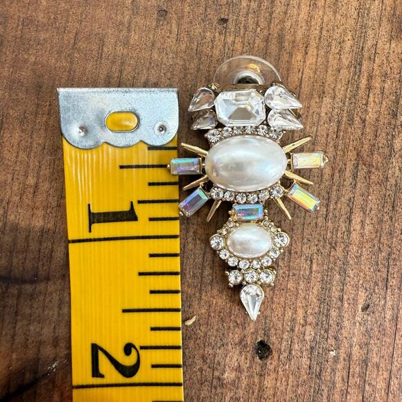 Banana Republic Majestic Jewels Drop Earrings Rhinestone Pearl - Picture 5 of 8